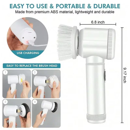 Cordless Electric Scrubber – Powerful Cleaning Brush with Replaceable Heads