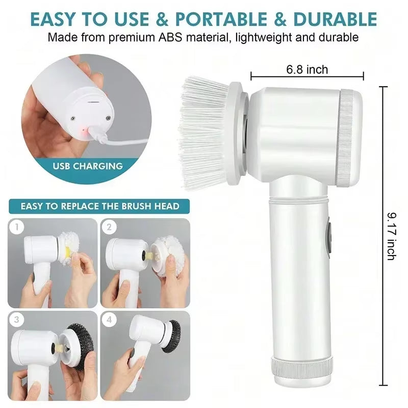 Cordless Electric Scrubber – Powerful Cleaning Brush with Replaceable Heads