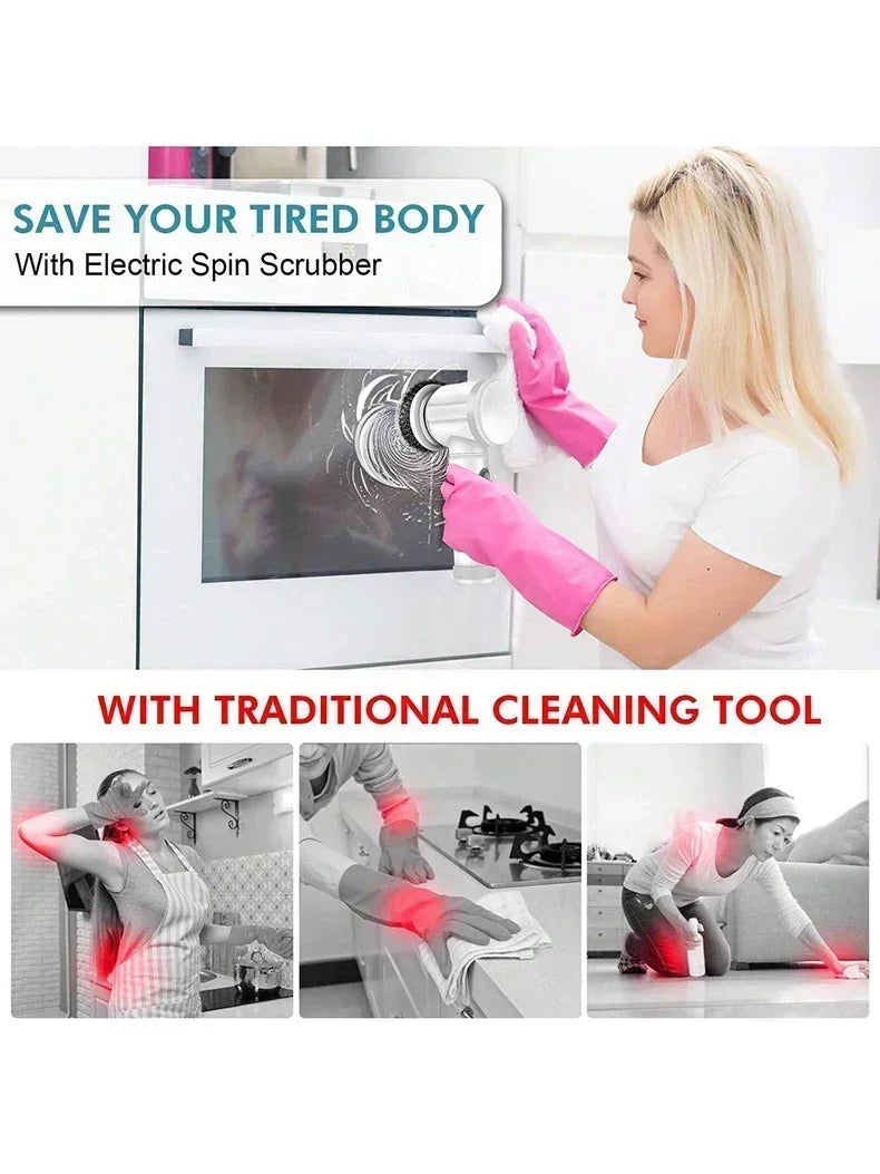 Cordless Electric Scrubber – Powerful Cleaning Brush with Replaceable Heads
