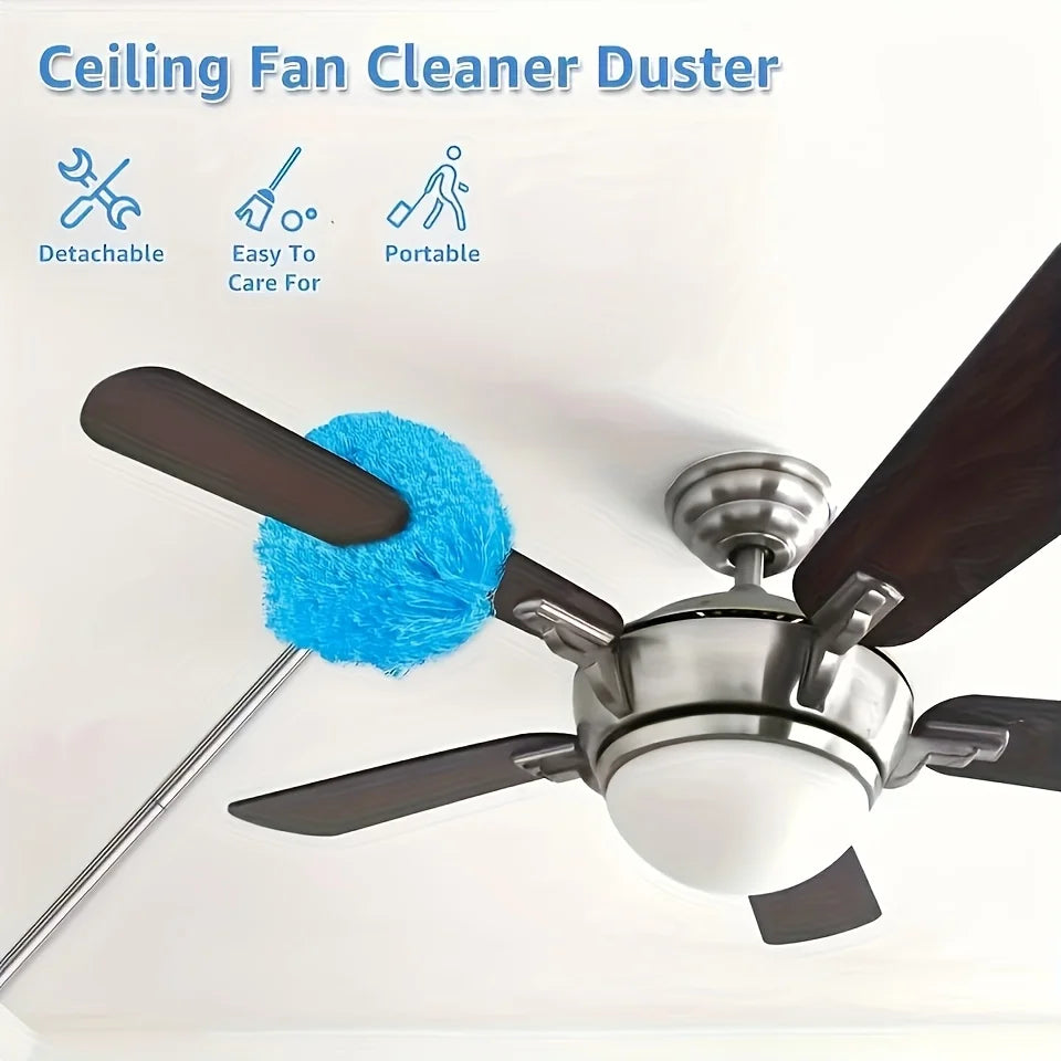 Ceiling Fan Duster with Extension Pole – Easy Dust Removal Tool for High Surfaces