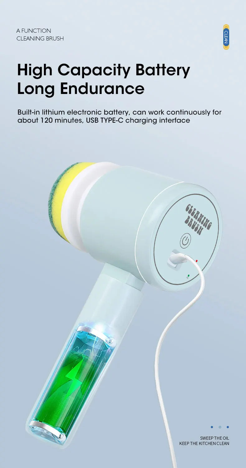 Cordless Electric Scrubber – Powerful Cleaning Brush with Replaceable Heads