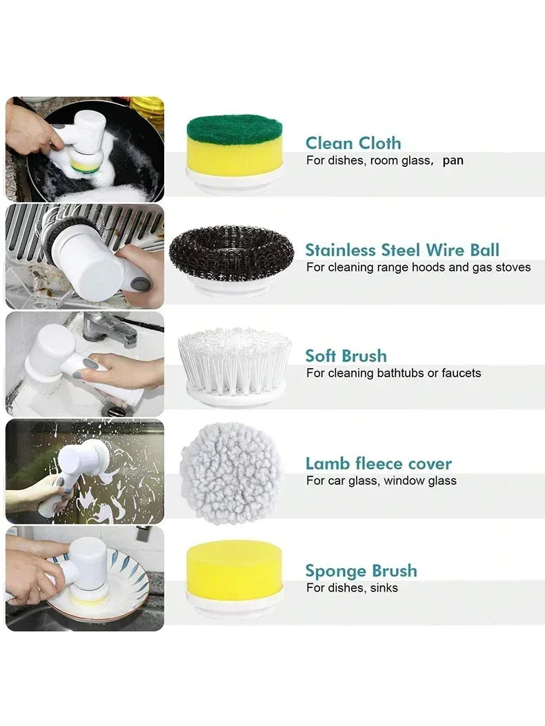 Cordless Electric Scrubber – Powerful Cleaning Brush with Replaceable Heads