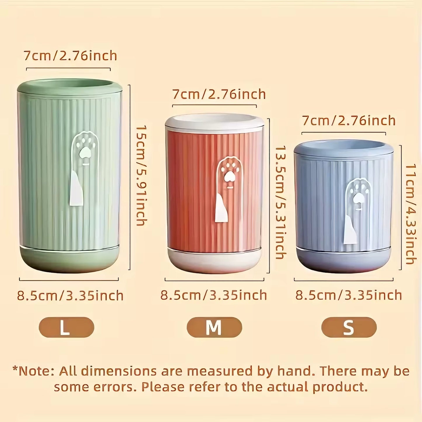 Reusable Portable PP Pet Paw Cleaner Cup Non-Toxic Soft Brush Eco-Friendly Handheld Massage Easy Clean Dogs Pet Grooming